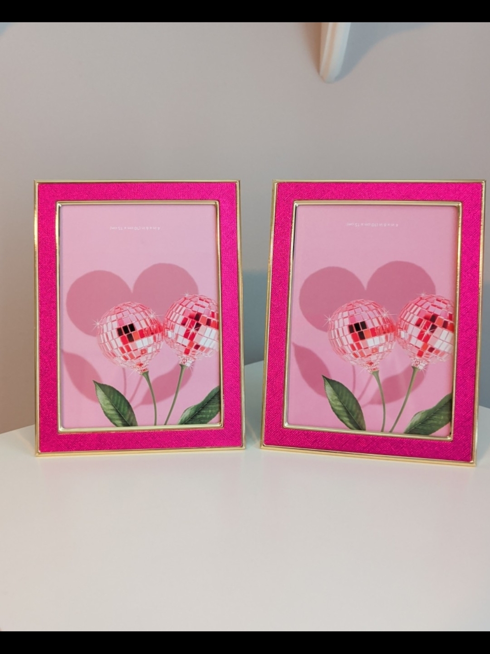 Hot Pink Leather With GoldTrim Photo Frame Set
